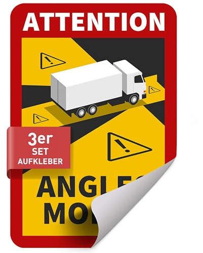 Angles Morts Aufkleber 3er Set für LKW, Toter Winkel 17 x 25 cm | Selbstklebende PVC-Kennzeichnung nach Artikel R.313-32-1 im französischen Straßenverkehr