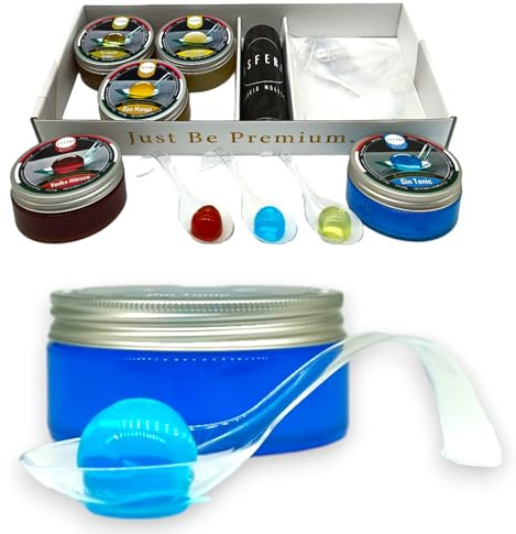 Esfera Mixología Molecular - Esferificaciones Kit con Alginato de Sodio - Cocteles Preparados - Kit 3 Sabores de Cocteleria - Kit Gin Tonic Regalo Original Gourmet - Tonica de Corte Molecular