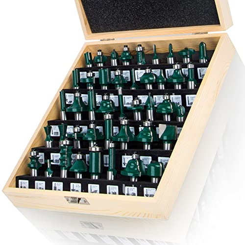 MAYLINEE 41-teiliges Nutfräser Bits Set 0 635 12,7 mm (1/2 Zoll) Schaft, Schrank Schiene und-Hochplatten-Fräser-Bit-Set, Holzfräser, Holzbearbeitungswerkzeug (1/2TL)