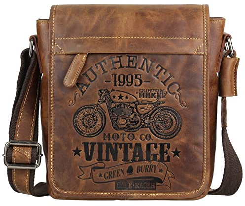 Greenburry Vintage Cafe-Racer Umhängetasche Leder 23 cm