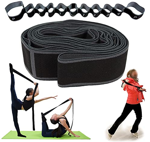 Skating Spirit Eiskunstlauf-Widerstandsband, Schwarz, Hoch, 135 cm x 4 cm, 1 Band, 11 Schlaufen, Multifunktional für Skating, Yoga, Pilates, Ballett, Physiotherapie