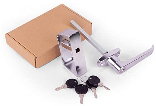 Schuppentürriegel L-Griff Schloss Kit mit 4 Schlüsseln, CIN & GO 11,4 cm Vorbau Aufbewahrung Scheunenschuppen Tür Hardware Schloss Set für Spielhäuser, Hühnerställe, Wohnmobil (Silber)