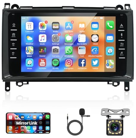 Android Autoradio 2 Din mit Navi GPS WiFi Canbus für Mercedes Benz W169 W245 B160 B170 B180 B200 W639 Vito Viano W906 Sprinter 8 Zoll Autoradio mit Mirror Link Bluetooth FM/RDS/DAB+/OBD Rückfahrkamera