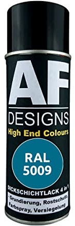 Alex Flittner Designs Peinture antirouille 4 en 1 RAL 5009 Bleu azur Peinture de protection pour métal Spray de peinture antirouille
