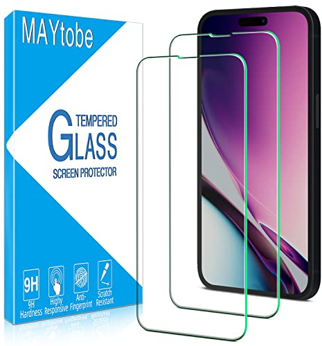 MAYtobe 2 Pack Screen Protector for iPhone 14 Pro Tempered Glass, 9H Hardness, Anti-Scratch, Bubble Free, Easy to Install
