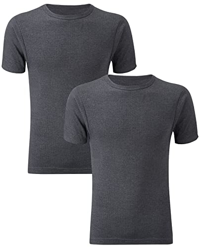 Style Lockers® Pack of 2 Mens Thermal Short Sleeve Base Layer Top - Adults Winter Ski Inner Vest Warm Underwear T-Shirts - Quick Dry Undershirt for Outdoor Sports Running (Grey, Small)