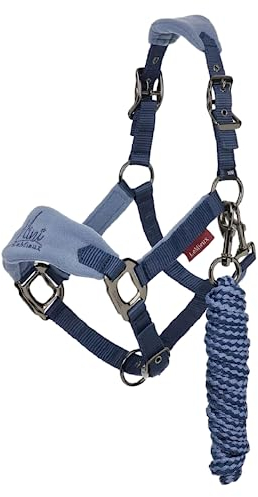 LeMieux Vogue Halfter und Führungsseil, extra gepolstert, verstellbar an Panzer- und Pollgurt, Indigo, Größe XL