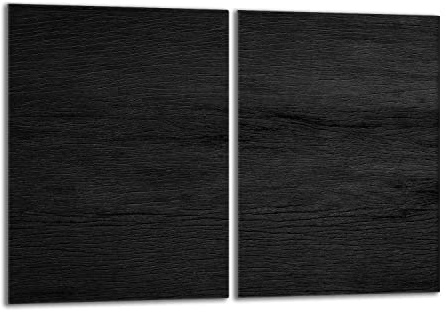 Herdabdeckplatten Set 2x40x52 cm Ceranfeld Abdeckung Glas Spritzschutz Abdeckplatte Glasplatte Herd Ceranfeldabdeckung Deko, Holz Schwarz