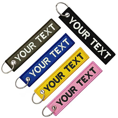 Personalisierte Schlüsselanhänger, Customize Text Tag Doppelseitige Stickerei für Motorräder Autos ATV Roller, große Geschenk Stickerei Schlüsselanhänger für Männer oder Frauen（2-teilig）