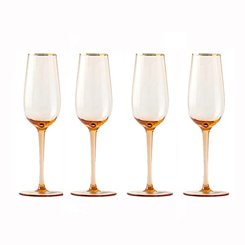 SISWIM Verres à Champagne Verres à Champagne créatifs 220ml flûte à Champagne personnalisée 4 pièces Verres étincelants Hauts Verres à vin en Verre de Luxe Flûtes à Champagne