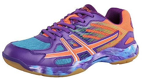 JiuQing Chaussures De Tennis pour Hommes Et Femmes Badminton Volleyball Baskets Légères Et Respirantes,Violet,39 EU