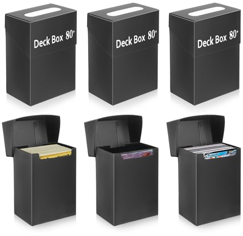 LALATOK 6x Deck Box Nero, Deck Boxes For Trading Card Game Storage, Scatola Porta Carte di per 80+ Carte a Manica Singola, 73x48x97mm