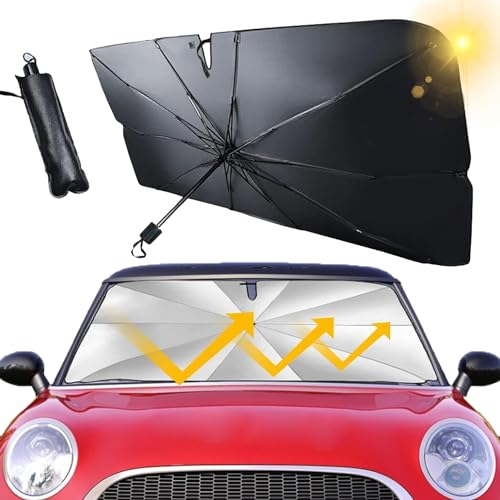 Parasol Paraguas Coche,Paraguas Parasol Coche,Parasol Coche Delantero Paraguas,Parasol Coche Paraguas Plegable,Apto para para la mayoría de Coches,SUV, Camiones,protección UV(140 * 79cm)