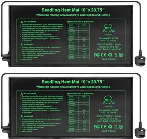RC SLL Seedling Heat Mat 10 x 20.75,Waterproof Plant Hydroponic Heating Mat for Seed Starting,Plant Germination and Reptile with Power-Off Protection(2 Pack)