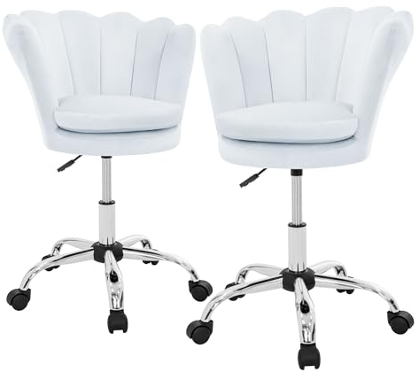 ML-Design Bürostuhl 2er Set aus Samt, Hellblau, Polsterstuhl mit Rückenlehne, höhenverstellbar, 360deg Drehstuhl 5 Rollen, Metallgestell, Muschel-Sessel gepolstert, Ergonomischer Büro-Schreibtischstuhl