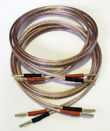 A1 Sound Van Damme Hi-Fi Series 2.5mm Sq LC-OFC directional speaker cable pair, two cables terminated with gold plated 4mm banana plugs on all ends 8 plugs in total (2 metre pair)