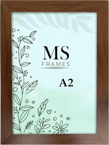 AI Decor A2 Walnut Picture Frames (23.3 x 16.5 Inch) Poster Frame - Clear Acrylic Display Poster MDF Wooden Portrait/Panoramic - Flat Wall Mount Hang Hooks & Free Tabletop Stand (59.4 x 42 cm)