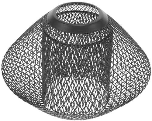 DEARMAMY Industrieller Pendelleuchten-Schirm Netz-Diamant-Lampenschutz Ausgehöhlter Draht Glühbirnen-Käfig-Abdeckung Deckenleuchte-Abdeckung Schmiedeeisen-Kronleuchter-Lampenschirm Schwarz