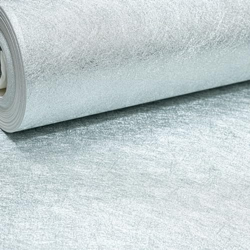 SOPHIE LAURENCE Plain Duck Egg Sienna Texture Metallic Foil Vinyl Wallpaper | Ultra Heavyweight, Peelable & Washable | Ideal for Any Room