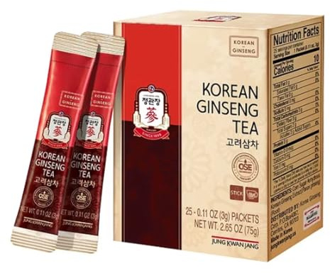JungKwanJang Korean Red Ginseng Tea Set, Korean Food Gifts, Coffee Alternative, Natual Energy, Korea Panax Ginseng Roots, Herbal Antioxidant Tea - 60 Packets