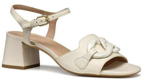 Geox D New ERAKLIA 50 T C, Sandalia Tacón Mujer, Papyrus, 35 EU