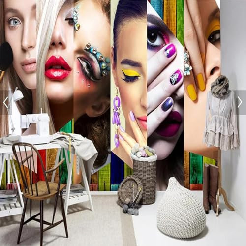 YYZOVBNN 3D Mode Wandbild Schönheitssalon Kleidung Kosmetik Nagel Stickerei Shop Dekoration Tapete Hintergrund Wandkunst Poster