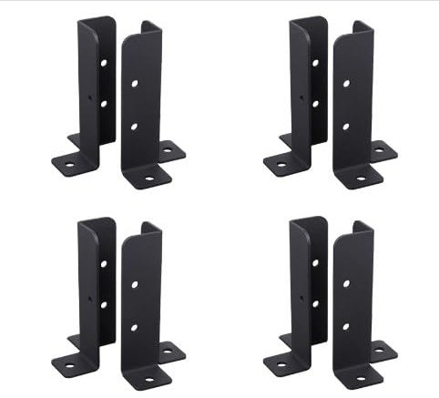 Zjyufy 8pcs Fence Post Brackets, Wood Fence Metal Pergola Post Base Brackets Adjustable Fence Post Base with Screws Heavy Duty Pergola Repair Bracket Kit for Deck Railing Mailbox