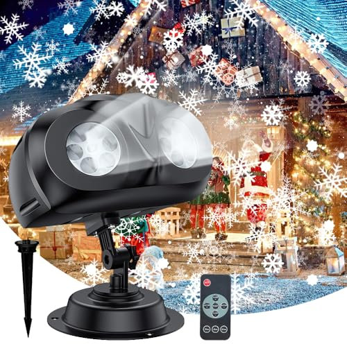Fiocchi di neve, lampada di proiezione natalizia, proiettore con telecomando, proiettore esterno, luci a LED impermeabili