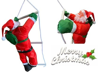 A2Z Santa Claus Christmas - Santa Decoration 50cm | Climbing Santa Ladder Decoration for Christmas Tree, Door and Home Display