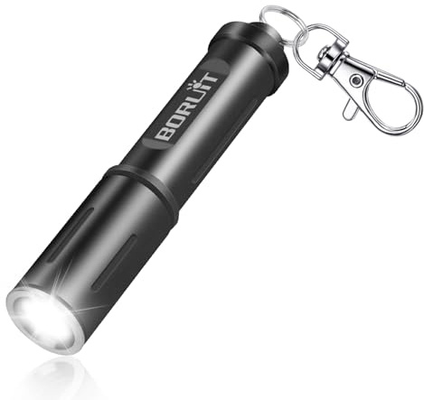 BORUIT RJ11 Torcia LED Potente Professionale 120 Lumen e 50m di Portata, Mini Torcia Bambini con Portachiavi, IP67 Impermeabile lampada Emergenza Portatile per Campeggio Escursionismo Caccia