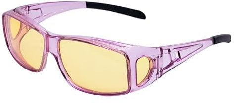 Nlieanuc Lunettes Conduite de Nuit Polarisées - Surlunettes de Soleil Verre Jaune Anti-éblouissement Lunette Vision Nocturne pour Homme Femme (Transparent Violet Jaune)