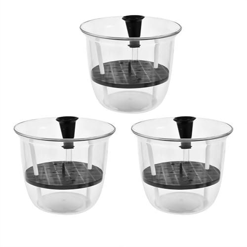 3PCSSelf Watering Pots for indoor plants, African Violet Pot, Plastic Flower Plant Pot with Thick Cotton Strip, Self Watering Planter Clear Flower Pot for Herbs, Flowers, All House Plants,