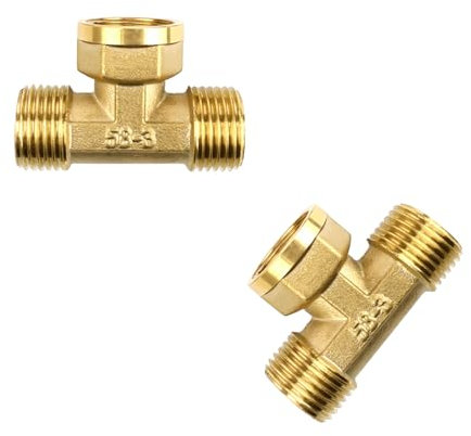 PHMING 2 Pieza Pieza en T de Latón, T de 1/2 Laton, Durable y Fácil Limpiar, Conector de Tubería en T para Fontanería, Baño, Aire Acondicionado, Cocina, Baño