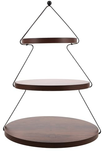 DOITOOL Rustikaler Dreistufiger Holz-etagere Tortenständer mit Weihnachtsbaum-design für Cupcakes Dessert und Nachmittagstee Festlicher Kuchenhalter für Feiertagsdeko und Familienfeiern