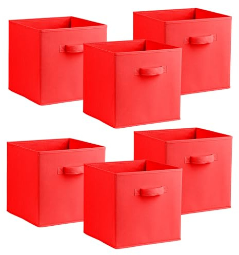 simpa Urban Living Multi Purpose 31cm Cubic Storage Box Collapsible Organiser Storage Cube Basket Bin for Clothes, Toys, Books, DVDs, Bedding, Towels and More (Red)