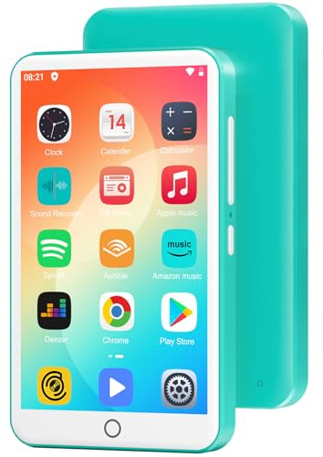 80GB MP3 Player with Bluetooth and WiFi, Oilsky 4.0 IPS Touch Screen MP3 Player with Speaker, Music Player with Spotify, Audible, Amazon Music, MP4 Android Music Player Up to 512GB (Turquoise)