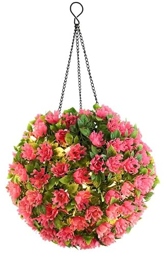 Tofficu Led Beleuchtete Blumenkugel HäNgende Solarbblume 42.5×22×22cm | Garten Gartendeko Terrasse Veranda Hochzeits- Und Urlaubsdeko KüNstliche Blumen Mit Warmem Licht FüR Innen Und AußEn