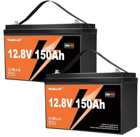 2 Batterie Litio 12V 150Ah LiFePO4 con BMS 100A, 1920 Wh ciascuna, 15000 Cicli per Camper Caravan Nautico e Sistemi Solari