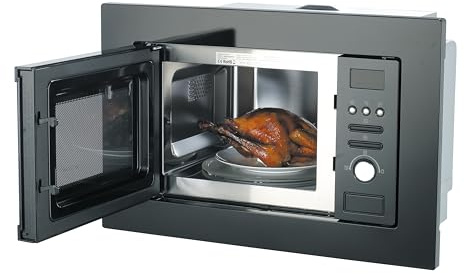 Techomey Integrated Microwave 20L, 800W Microwave with Auto Defrost, Child Lock and 8 Auto Menus, Stainless Steel，Black