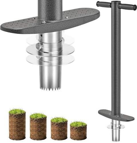Lifeswell Fioriera di bulbi – Terreno seghettato bulbo per Piante da Giardino, Attrezzi da Giardino con Manico Lungo in Gomma, 90,8 cm, per Tulipani, Iris, narcisi