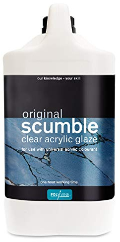 Polyvine Original Scumble Glaze – Decorative Clear Acrylic Glaze for Walls & Furniture – Water-Based Translucent Colourant Medium for Colour Washing, Marbling & Stippling – 1 Hr Working Time