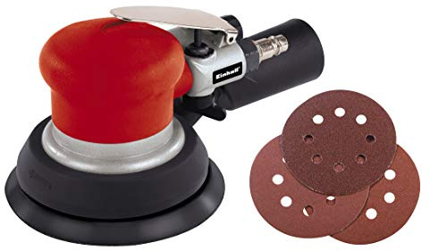 Einhell 4133325 Dse 125 Levigatrice Rotorbitale Pneumatica, Nero/Rosso