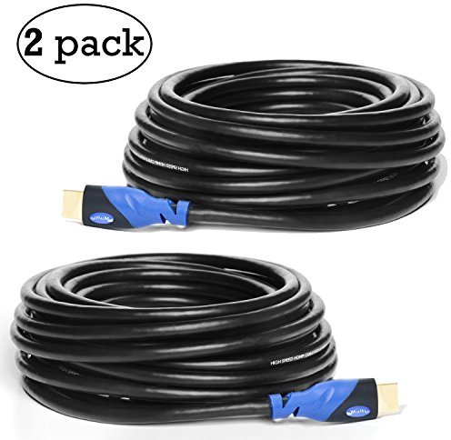 Multi Cable 15 Mètres Câble HDMI a Haute Performance avec Ethernet 1.4a Pack de 2- Soutien 3D 4K & Chaine Audio Retour (ARC) 1080p 26 AWG - Haute Définitions - 15M