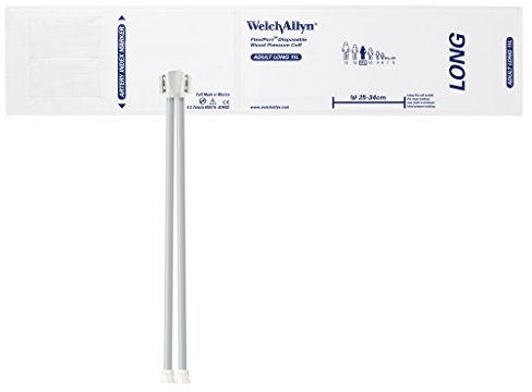 Welch Allyn SOFT-11L-2MQ-1 FlexiPort Cuff, Adult Long, Disposable, Soft, Two-Tube, Locking (Pack of 20)