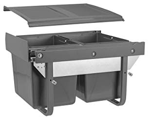 Pull Out Kitchen Waste/Recycle Soft Close Bin for 450mm Cabinet - Hinged Door Unit ((Low) 15L + 15L)