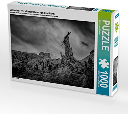 CALVENDO Puzzle Dolomiten - Verwitterter Baum vor dem Sturm | 1000 Teile Lege-Größe 64 x 48 cm Foto-Puzzle für glückliche Stunden