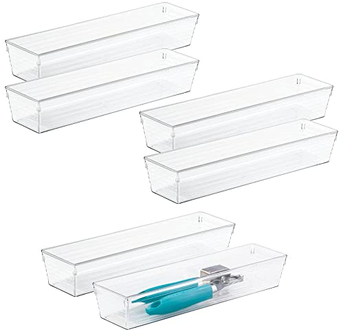 mDesign praktischer Schubladen Organizer – Aufbewahrungssystem für Besteck und Küchenutensilien – Box aus BPA-freiem Kunststoff – 6er-Set – durchsichtig