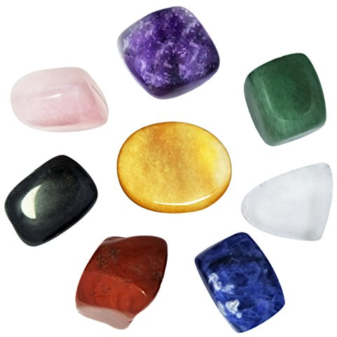 Mina Heal Juego de 8 piedras de chakra, cristales curativos, para meditación de cristal, reiki o como piedras de preocupación o piedras de palma, piedras de pulgar y terapia de cristal