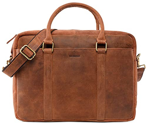 LEABAGS Sac à bandoulière pour hommes et femmes | Sac ordinateur portable en cuir véritable 16 pouces | Sac avec sangle d'épaule | Sac messager | Sac de travail | Sac d'enseignant