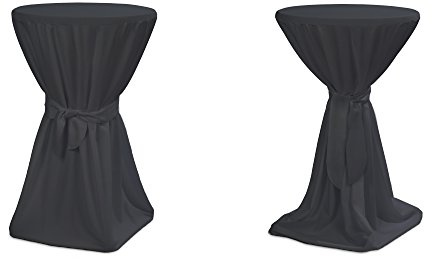 TexDeko® Stehtischhussen Premium mit Schleifenband Anthrazit Ø 70cm | Husse für Bistrotisch, blickdicht 170gsm Stoffgewicht, Überwurf, Bartisch, Tischüberzug, Event, Gastronomie, waschbar